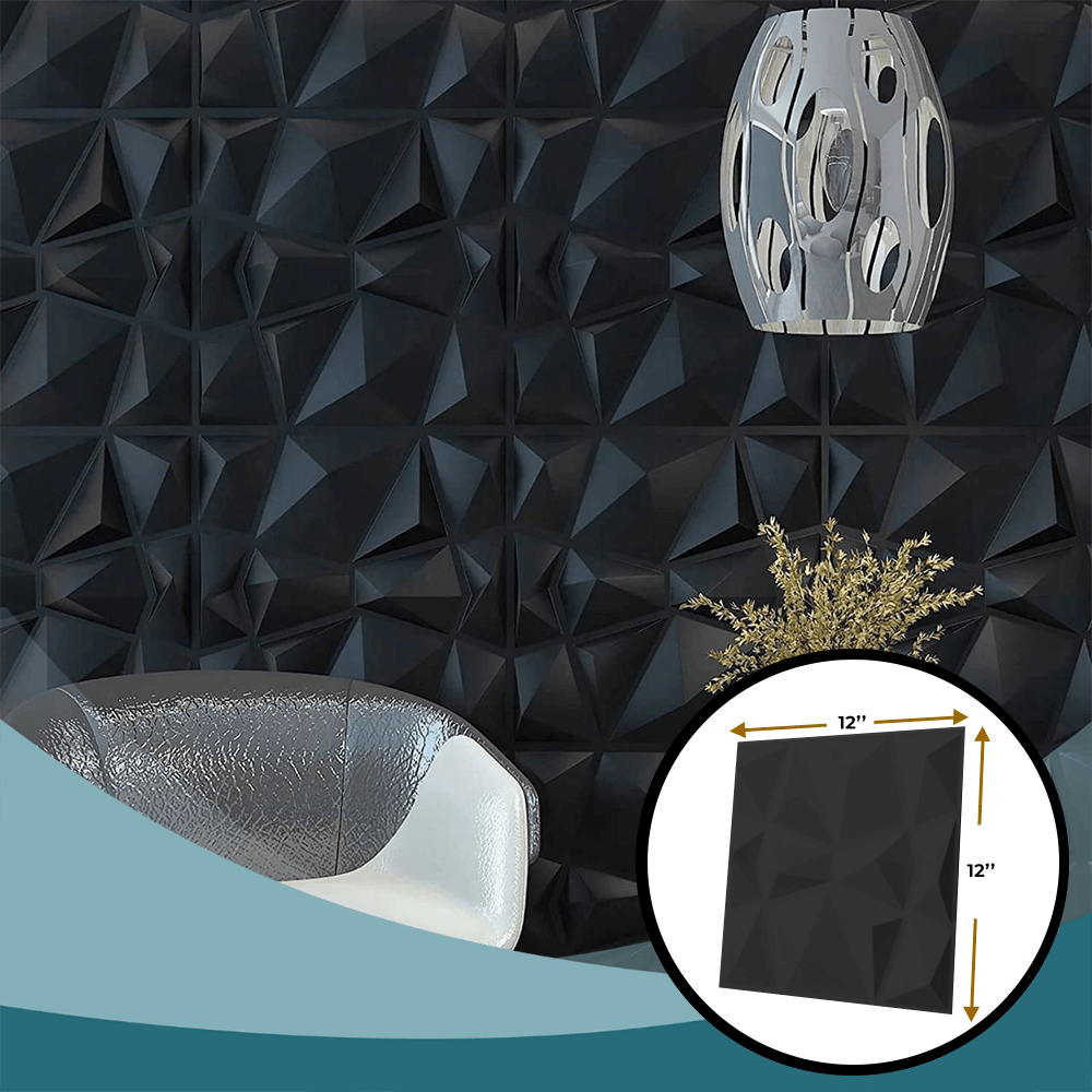 Decorative Black PVC 3D Wall Panels in Diamond Design - Wood Panel Wall USA