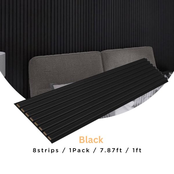 Black Acoustic Slat Wood Panels 8ft 1 Pack 100 Real Oak Finish