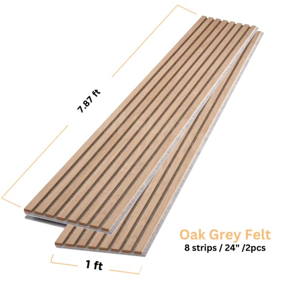 Oak Grey Felt | Acoustic Slat Wood Panel Wall | 8ft 2 Pack – 100% Real Oak  Finish - Wood Panel Wall USA